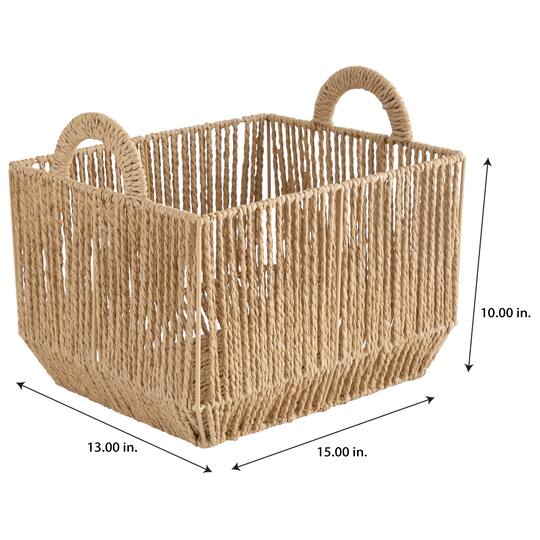 Simplify Large Vertical Weave Storage Basket with Round Handles
